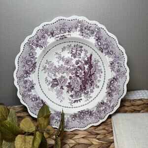 Johnson Brothers Tuscan Rose Dinner Plate 10" Purple Floral Scallopd England VTG